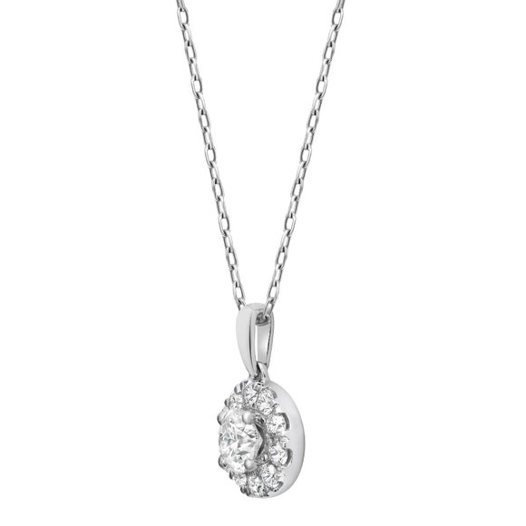 0.75Cttw Prong Set Round Cut Diamond Pendant Necklace 14K White Gold - Picture 4 of 6